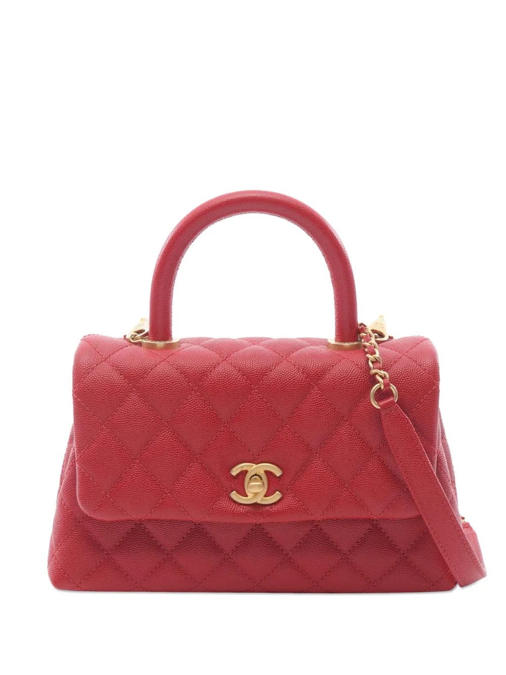 CHANEL Pre-Owned 2018 ミニ キャビア ココ トップハンドル サッチェルバッグ - レッド CHANEL Pre-Owned 2018 ミニ キャビア ココ トップハンドル サッチェルバッグ - レッド