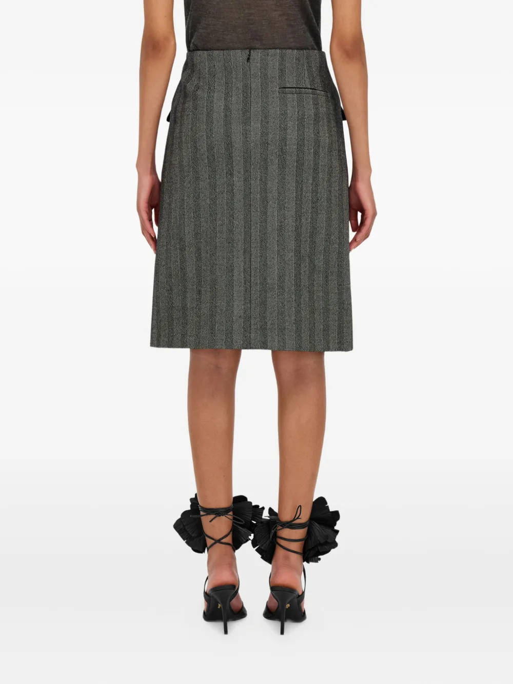Ferragamo Mini-rok met klepzak en krijtstreep Zwart