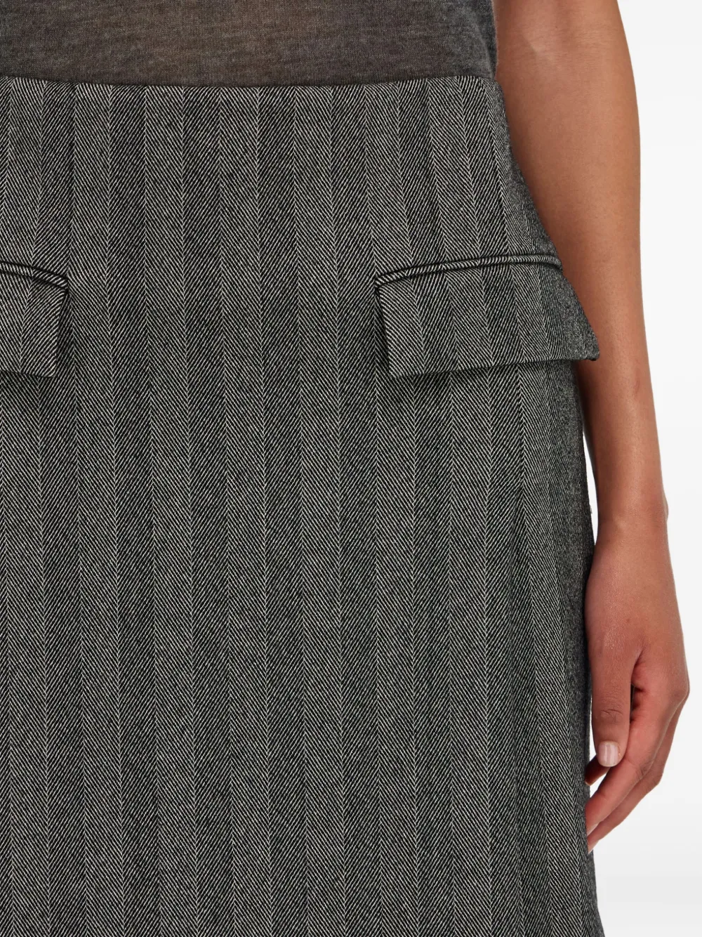 Ferragamo Mini-rok met klepzak en krijtstreep Zwart
