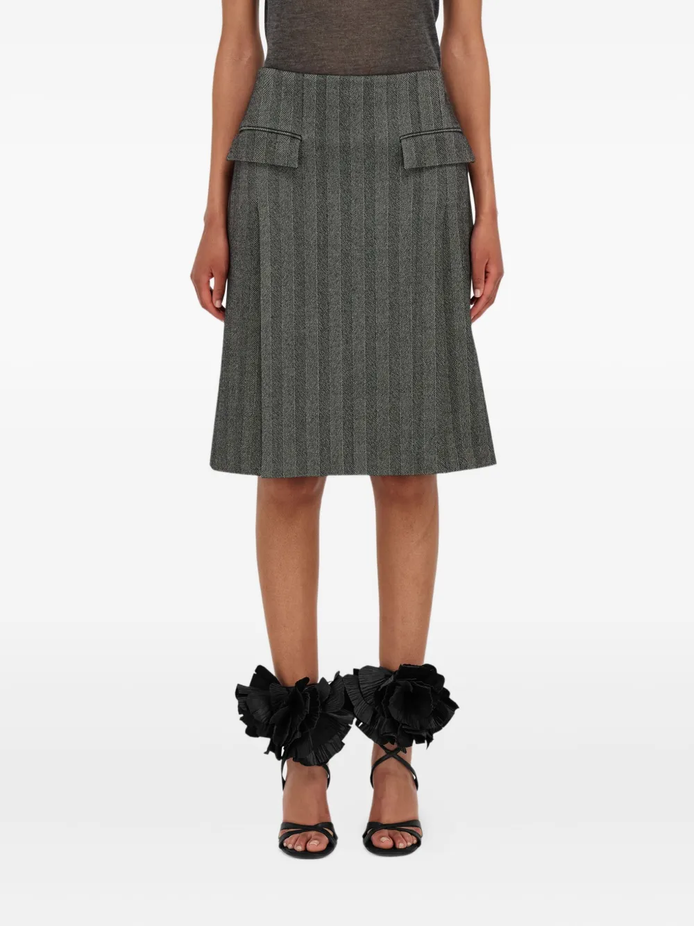 Ferragamo Mini-rok met klepzak en krijtstreep Zwart
