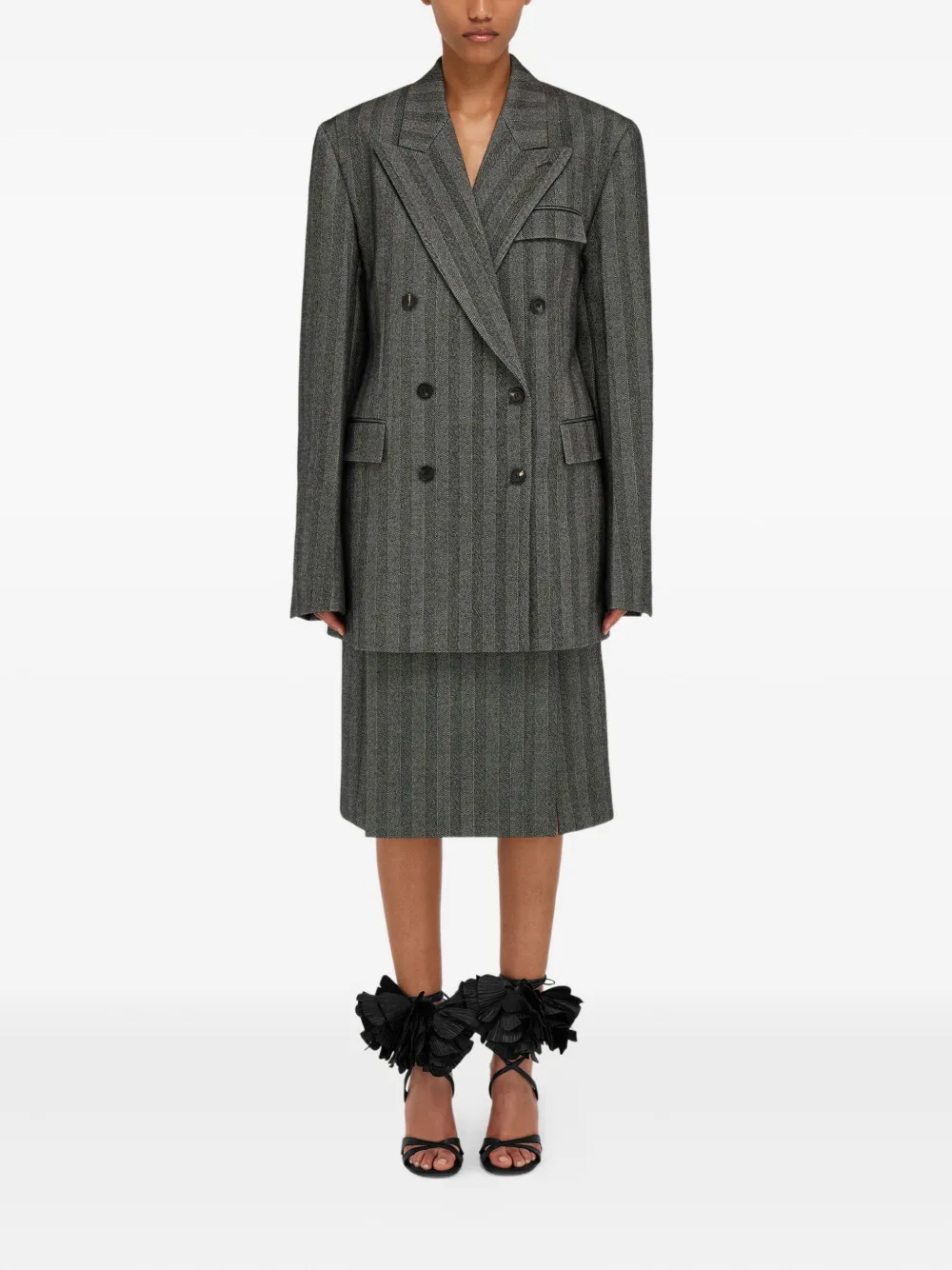 Ferragamo Mini-rok met klepzak en krijtstreep - Zwart