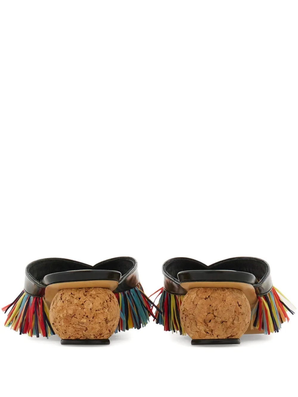 Ferragamo 45mm fringed spherical-heel thong sandals - Nero