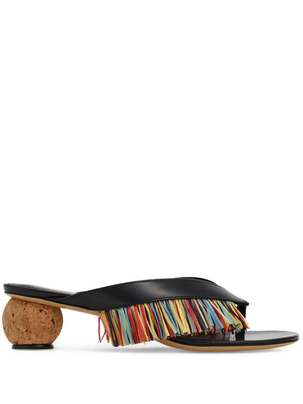 Ferragamo 45 mm sandalen met franje en bolvormige hak Zwart