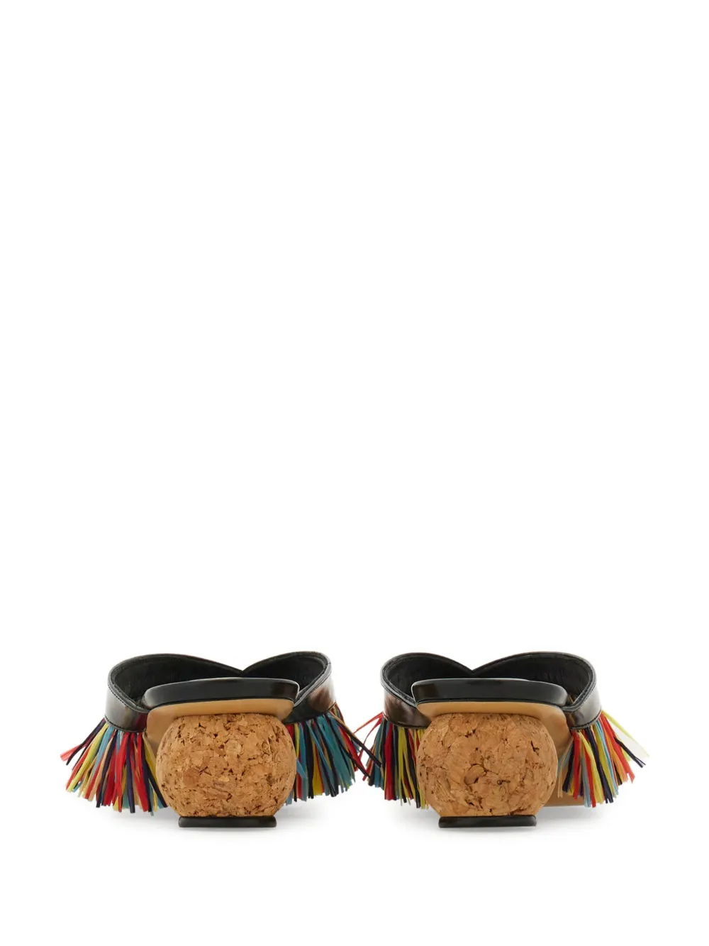 Ferragamo 45 mm sandalen met franje en bolvormige hak Zwart