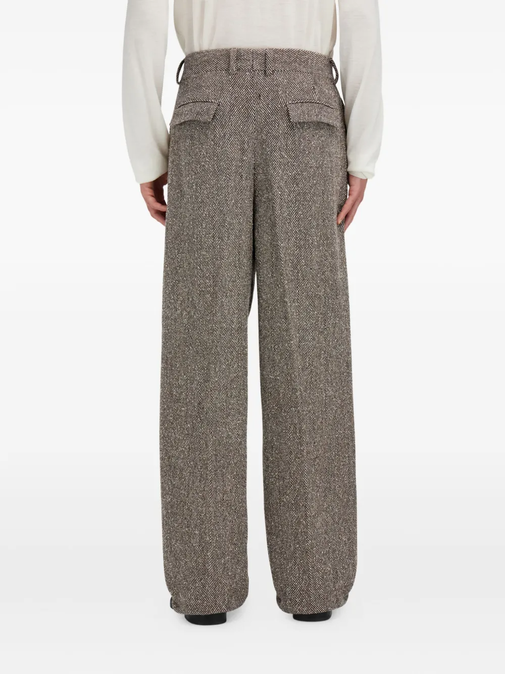 Ferragamo Wide Legged Chevron Trouser In Gray