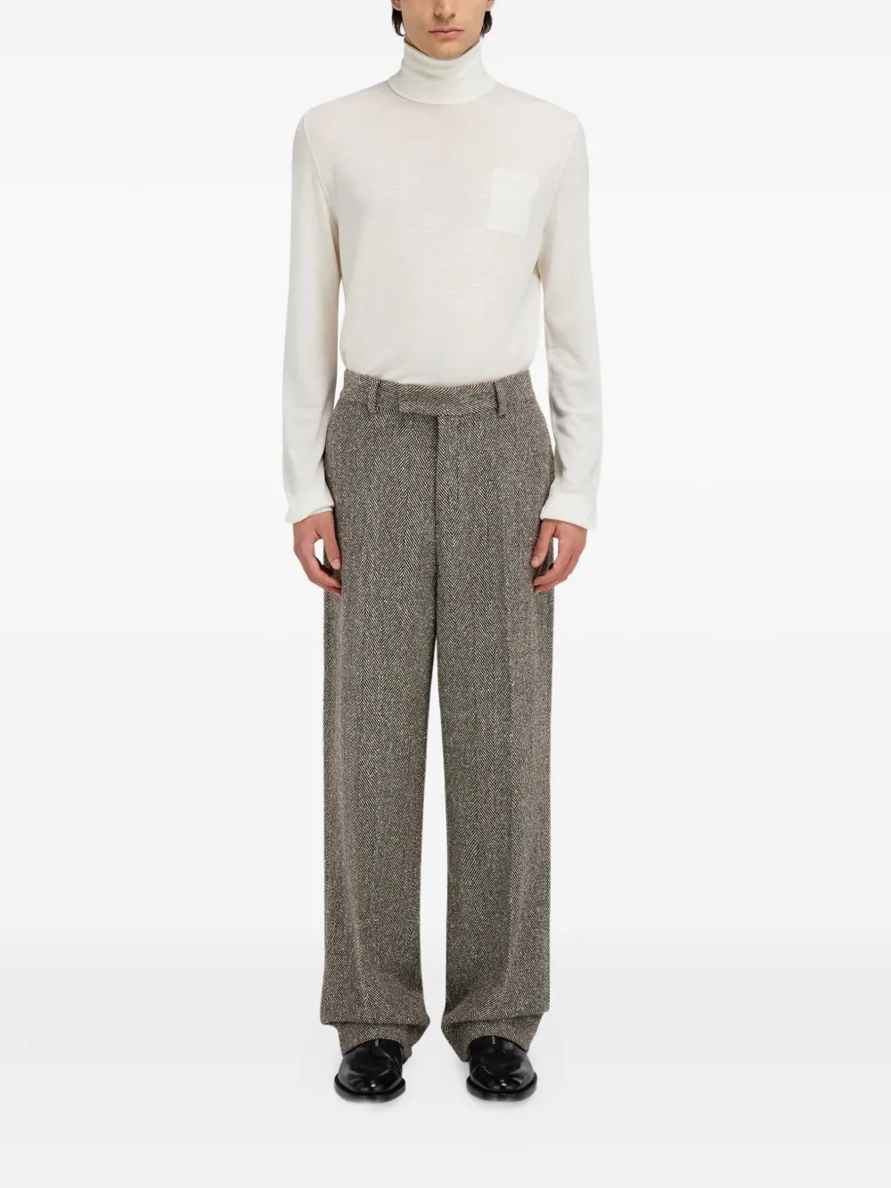 Ferragamo Wollen broek met chevron streep - Bruin