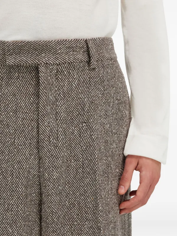 Ferragamo Chevron Wool Trousers | Brown | FARFETCH