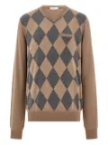 Ferragamo V-neck argyle virgin-wool sweater - Neutrals