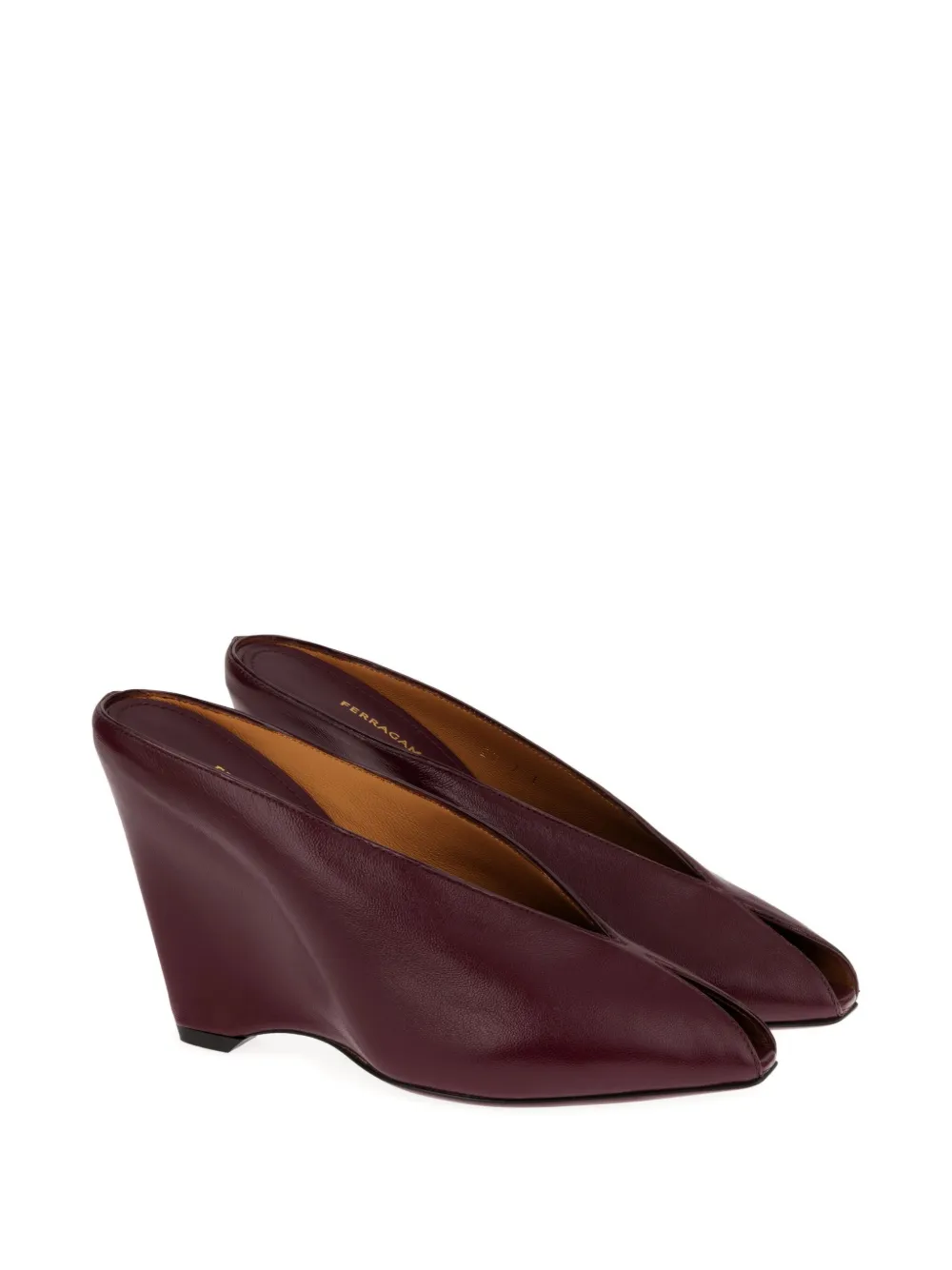 Ferragamo 90mm peep-toe leather sandals Purple