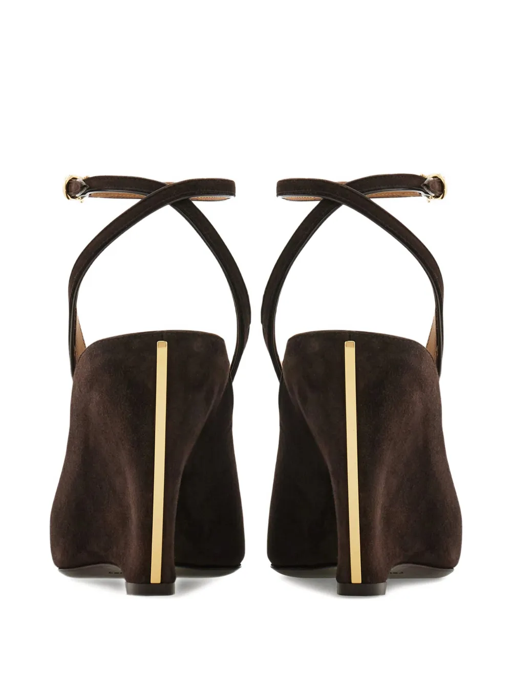 Ferragamo 90 mm pumps met open neus Bruin