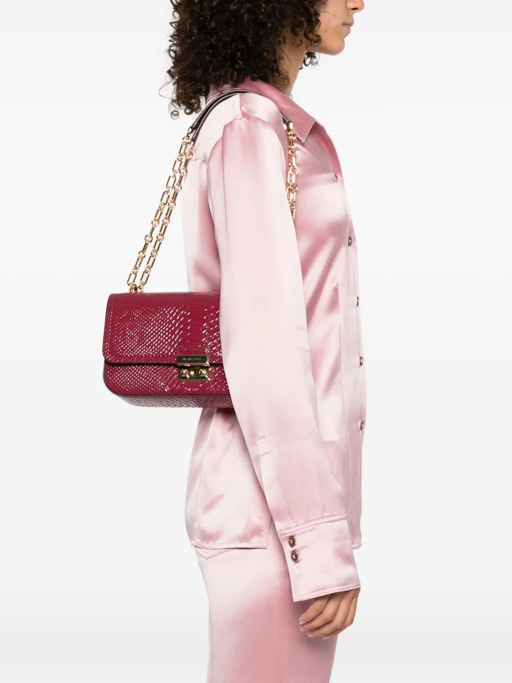 Michael Kors Grote Tribeca schoudertas met ketting Rood