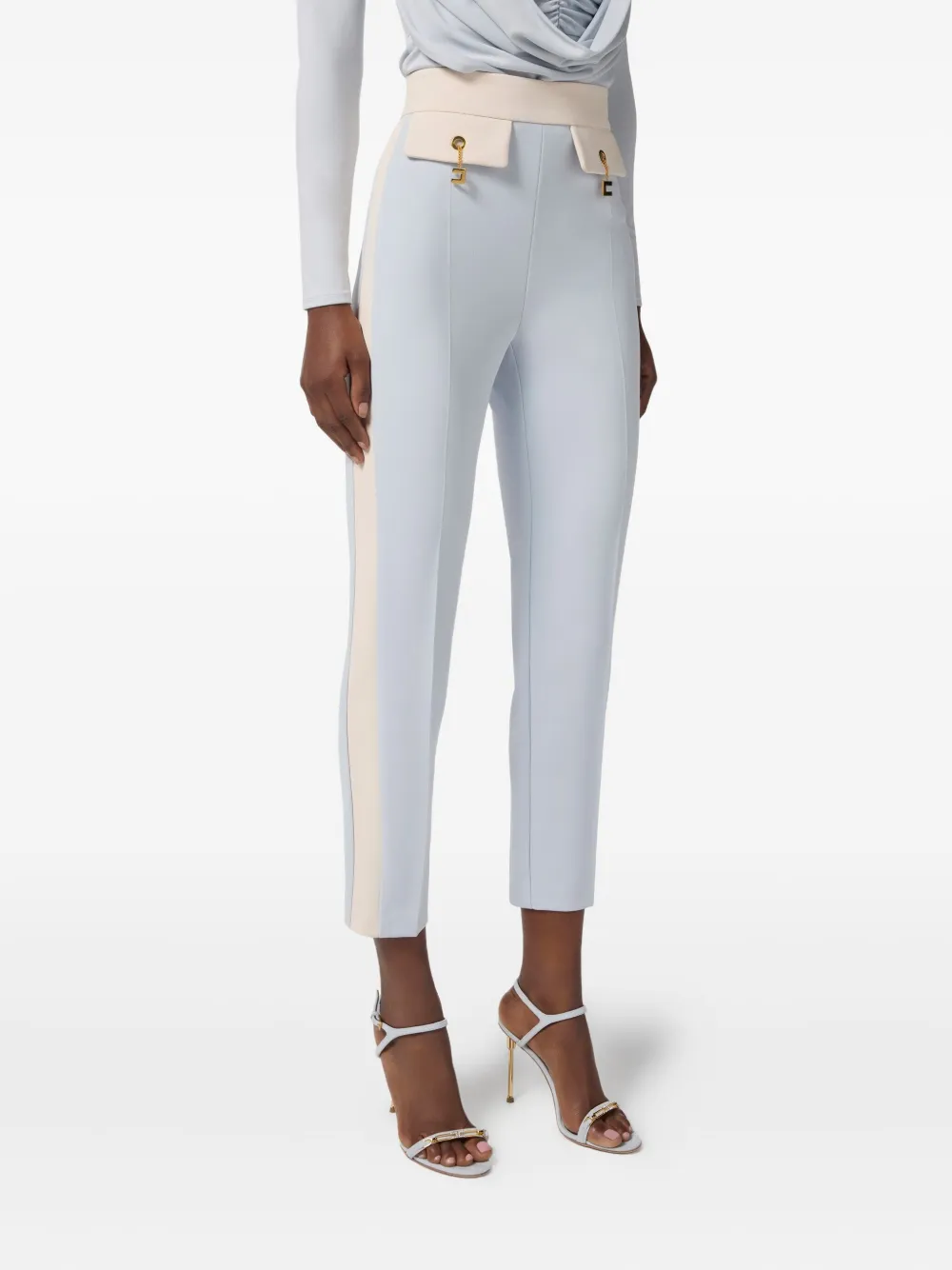 Elisabetta Franchi Contrast-waistband Side-stripe Trousers In Multi