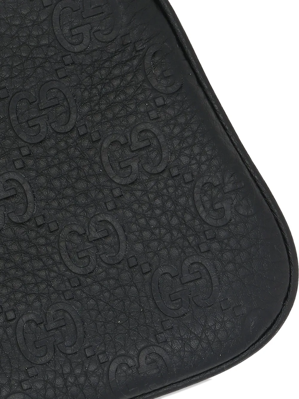 Gucci Gg Motif Leather Shoulder Bag In Black