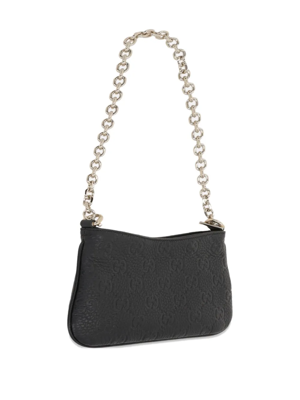 Gucci Gg Motif Leather Shoulder Bag In Black