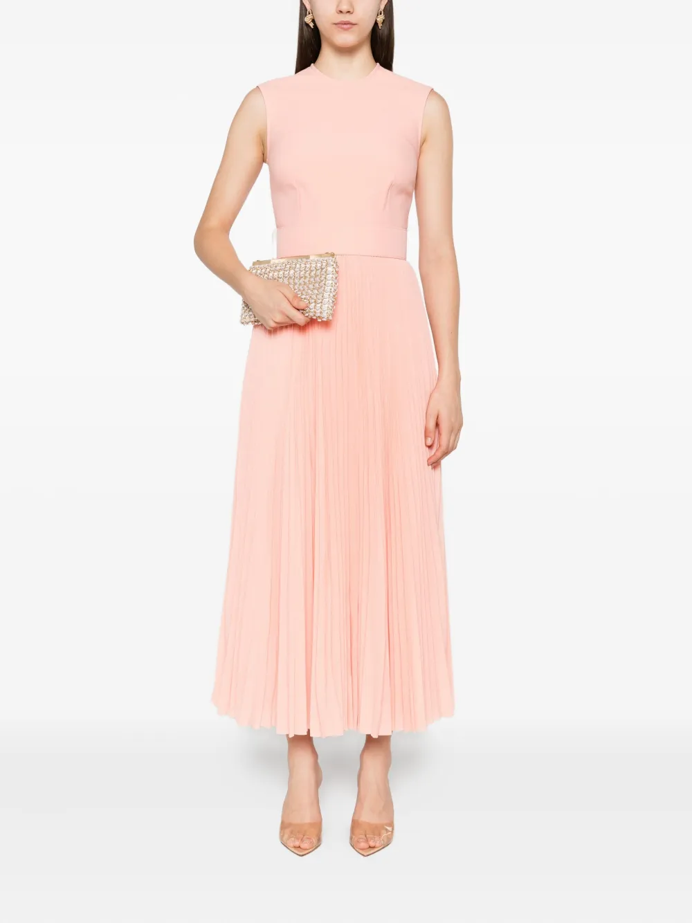 Solace London Sophie geplooide mouwloze maxi-jurk Roze