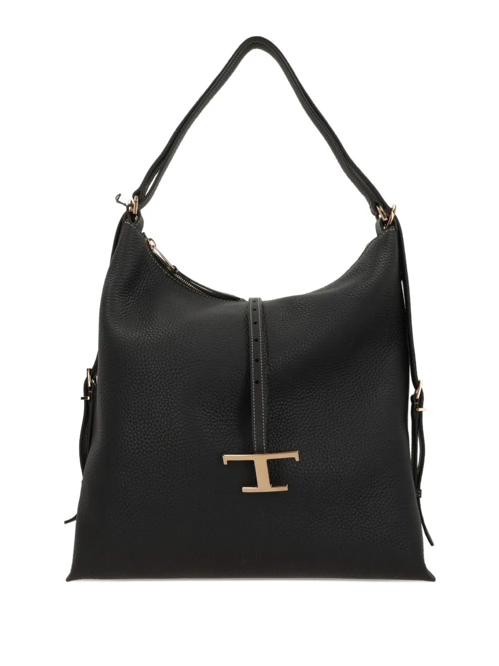 Tod's T Timeless レザーショルダーバッグ M - ブラック Tod's T Timeless レザーショルダーバッグ M - ブラック