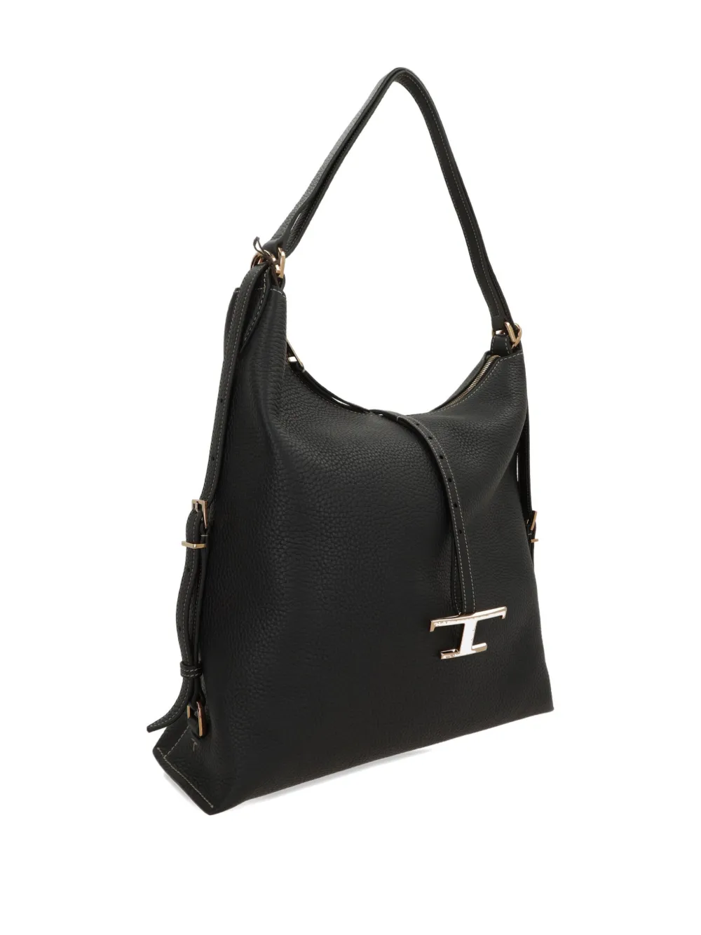 Tod's Medium T Timeless Leather Shouder Bag In Black