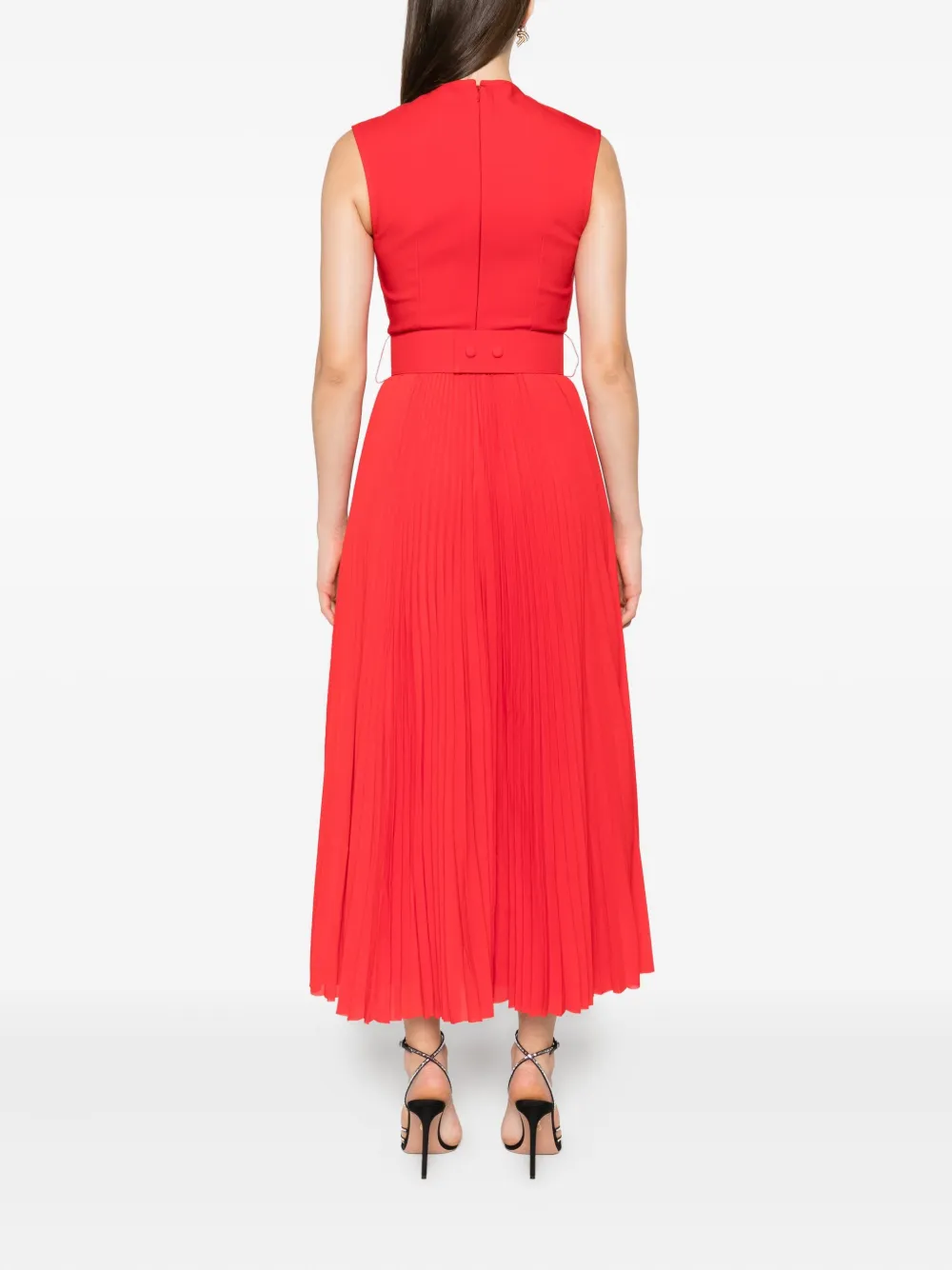 Solace London Sophie geplooide mouwloze maxi-jurk Rood