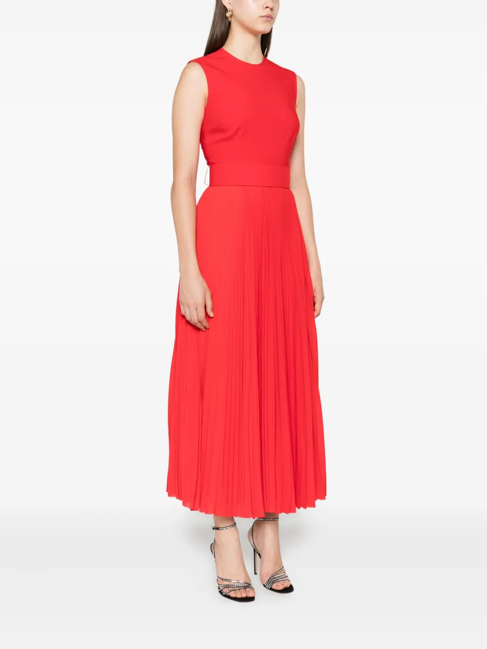 Solace London Sophie geplooide mouwloze maxi-jurk Rood