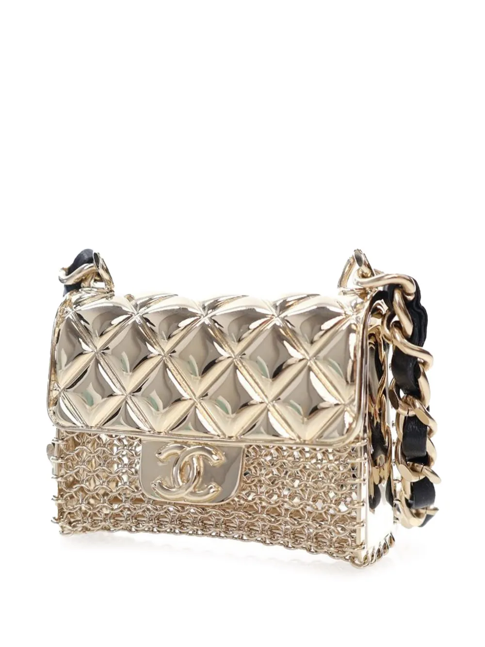 CHANEL Pre-Owned 2021-2025 Gold Plated Lambskin Micro Flap Bag Pendant Necklace costume necklace | Image 2