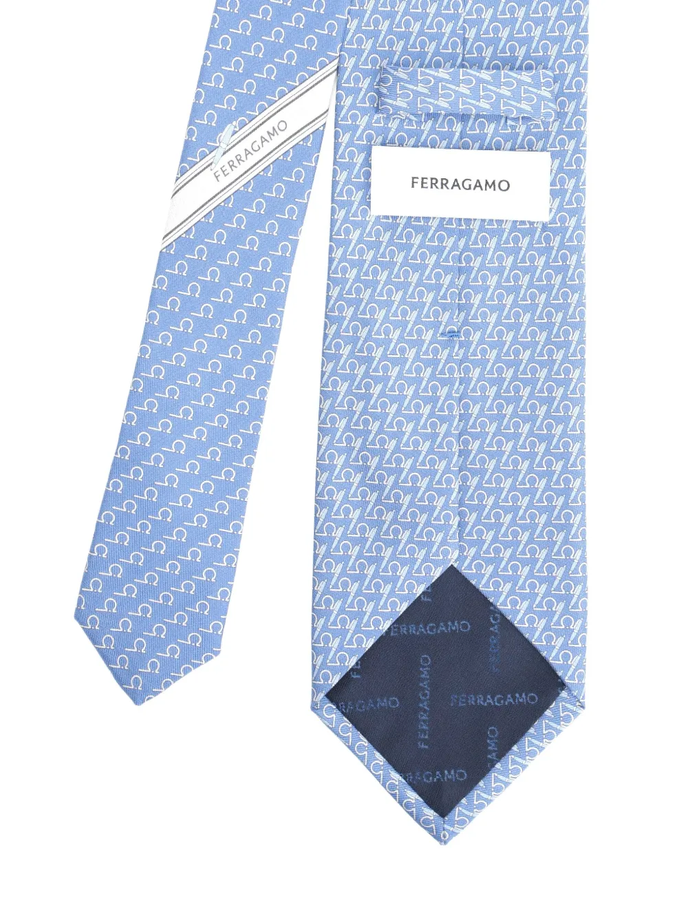 Ferragamo gancini-pattern tie Blauw