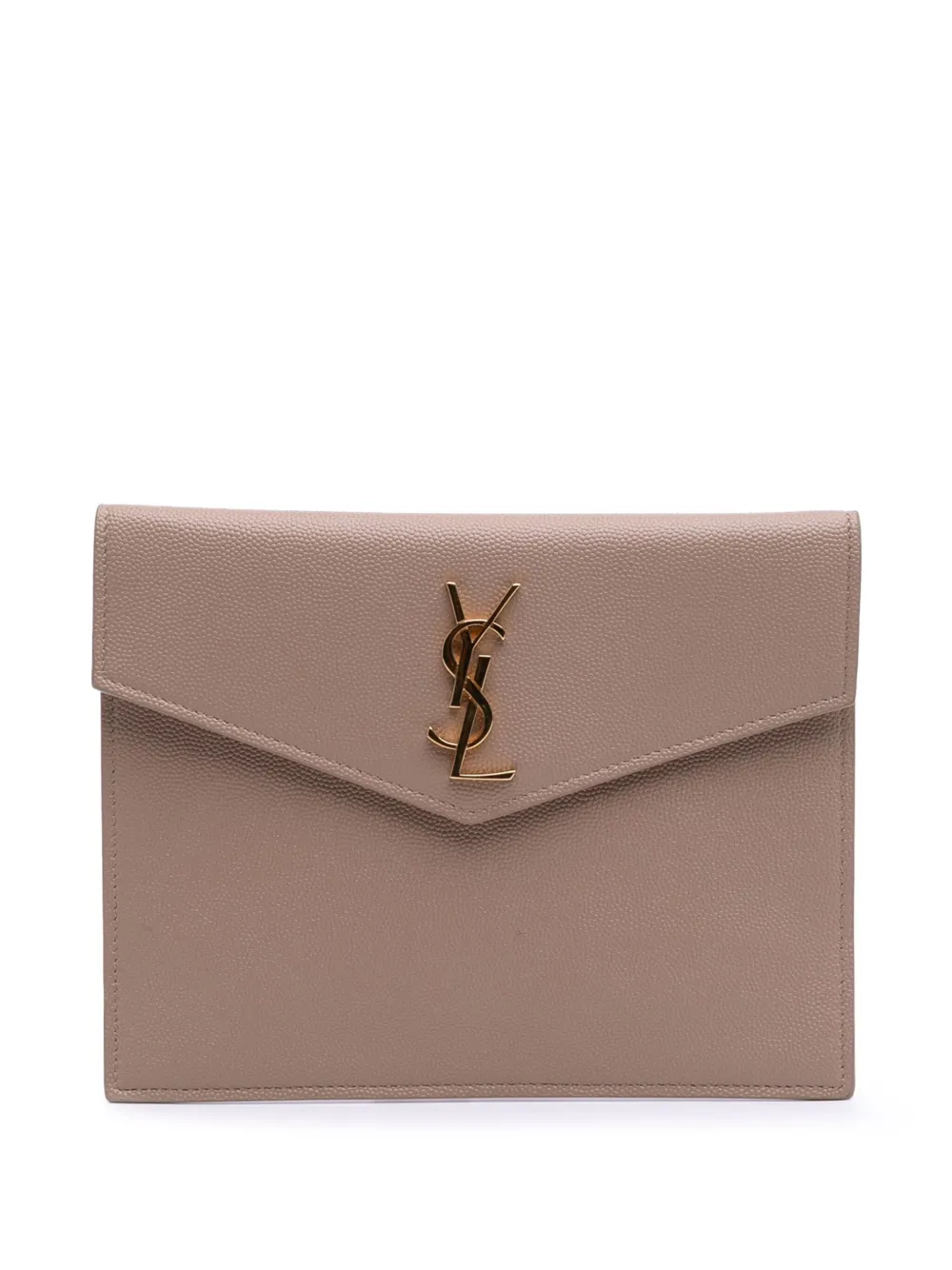 Saint Laurent Pre-Owned 2021 Baby Grain De Poudre Uptown Pouch clutch bag | Brown | Image 1
