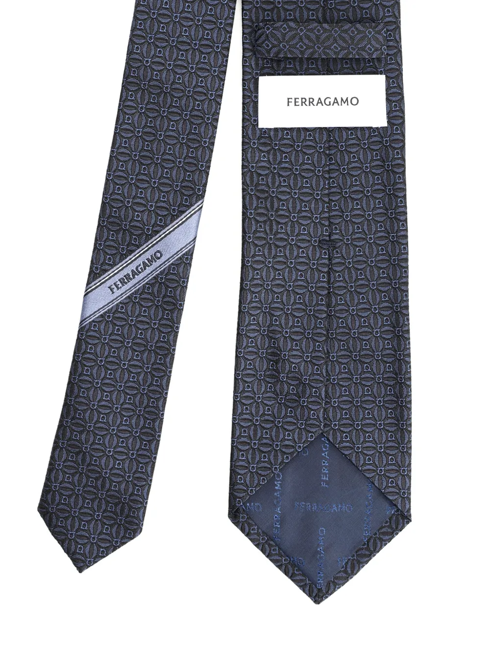 Ferragamo jacquard silk tie - Blauw