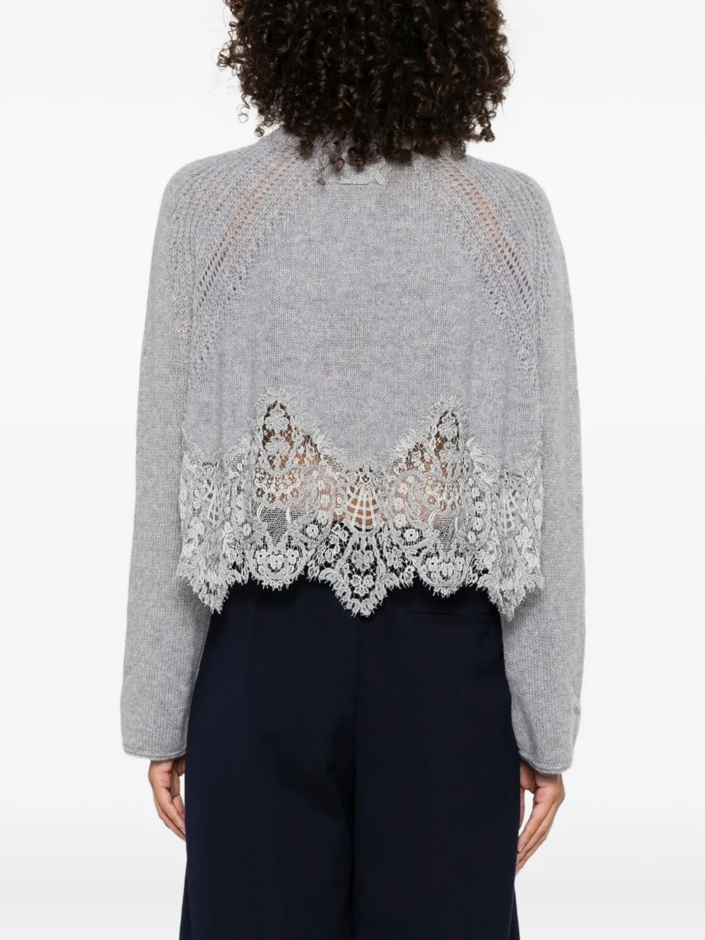 Ermanno Scervino Kasjmier trui met kanten afwerking Grijs
