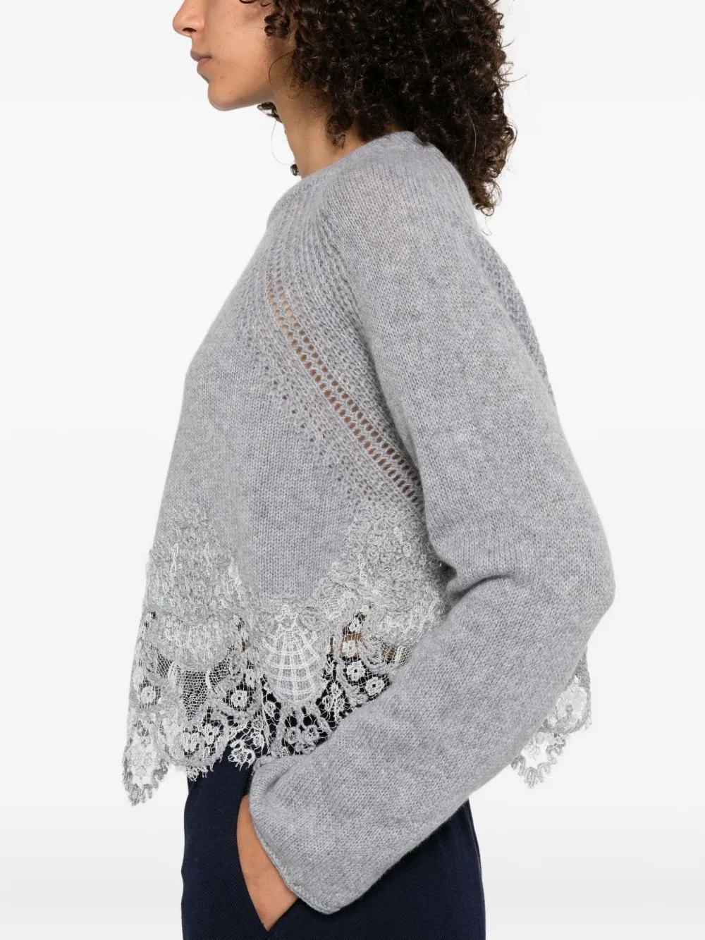 Ermanno Scervino Kasjmier trui met kanten afwerking Grijs