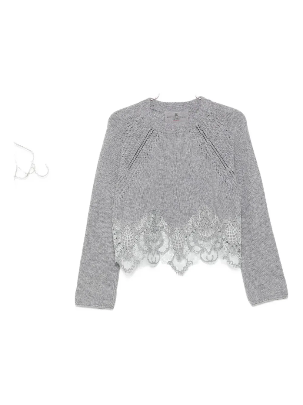 Ermanno Scervino lace-trimmed cashmere sweater Grijs