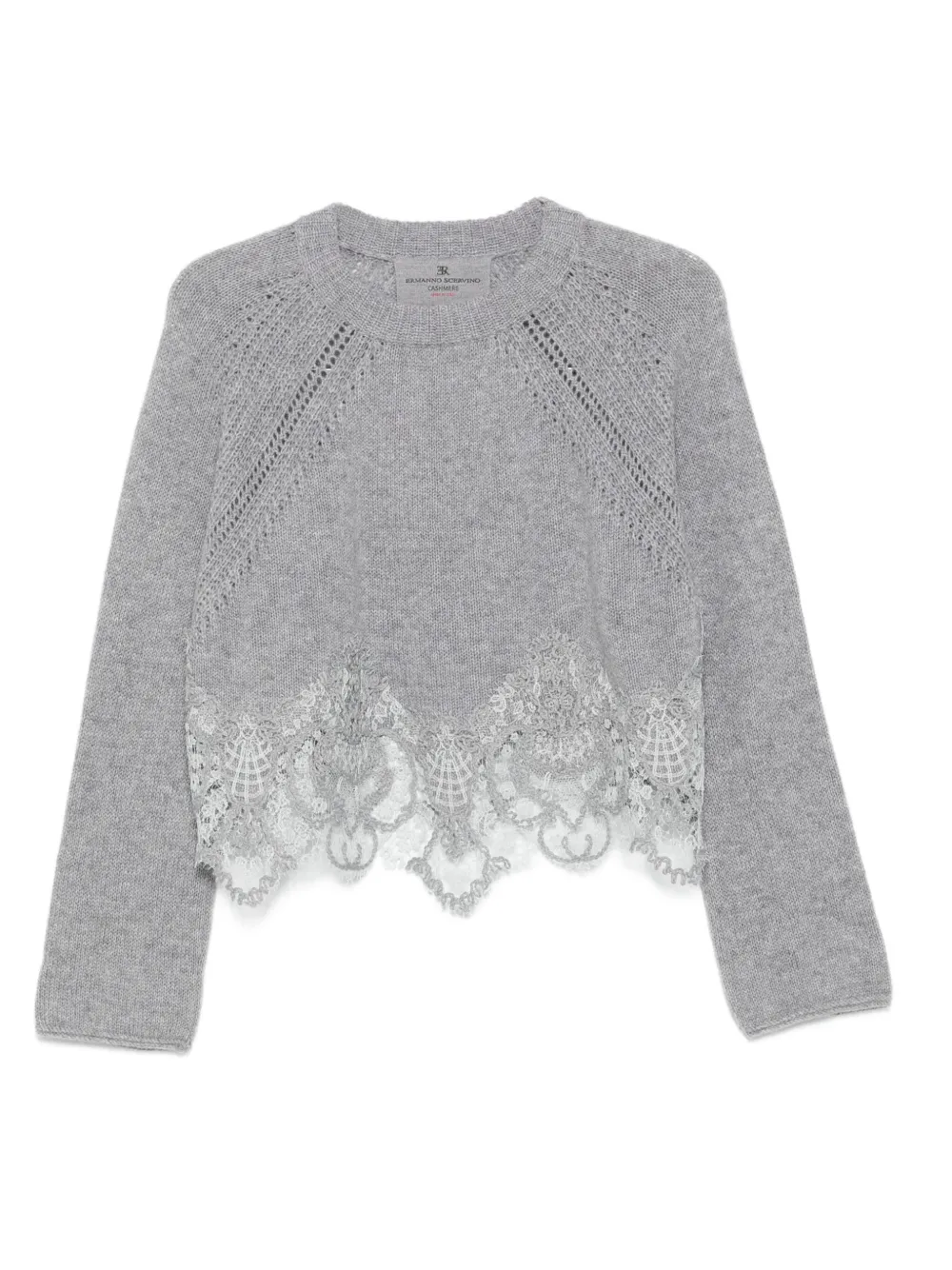 Ermanno Scervino Kasjmier trui met kanten afwerking Grijs