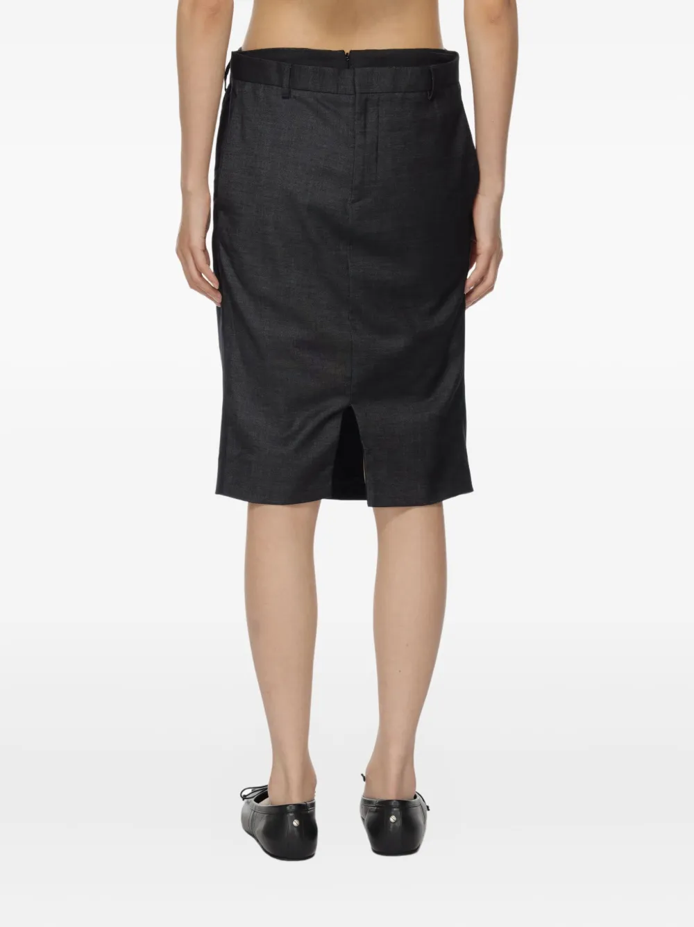 Crinkled-Finish Midi Skirt