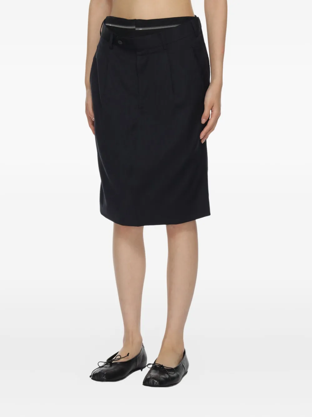 Crinkled-Finish Midi Skirt