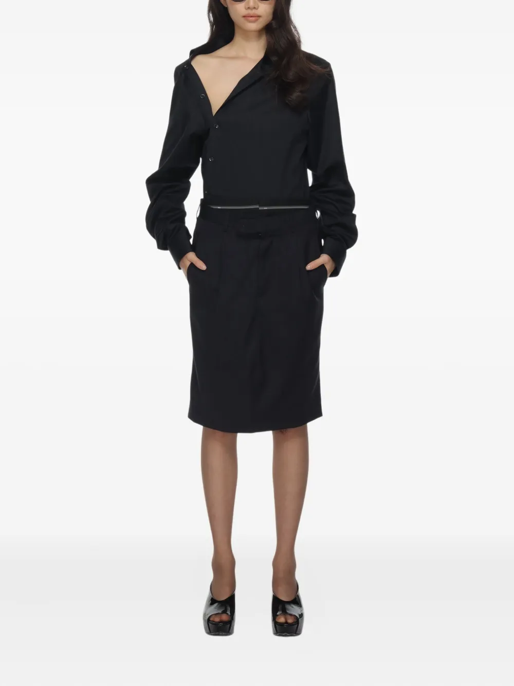 HODAKOVA Midi-rok met gekreukt-effect - Zwart