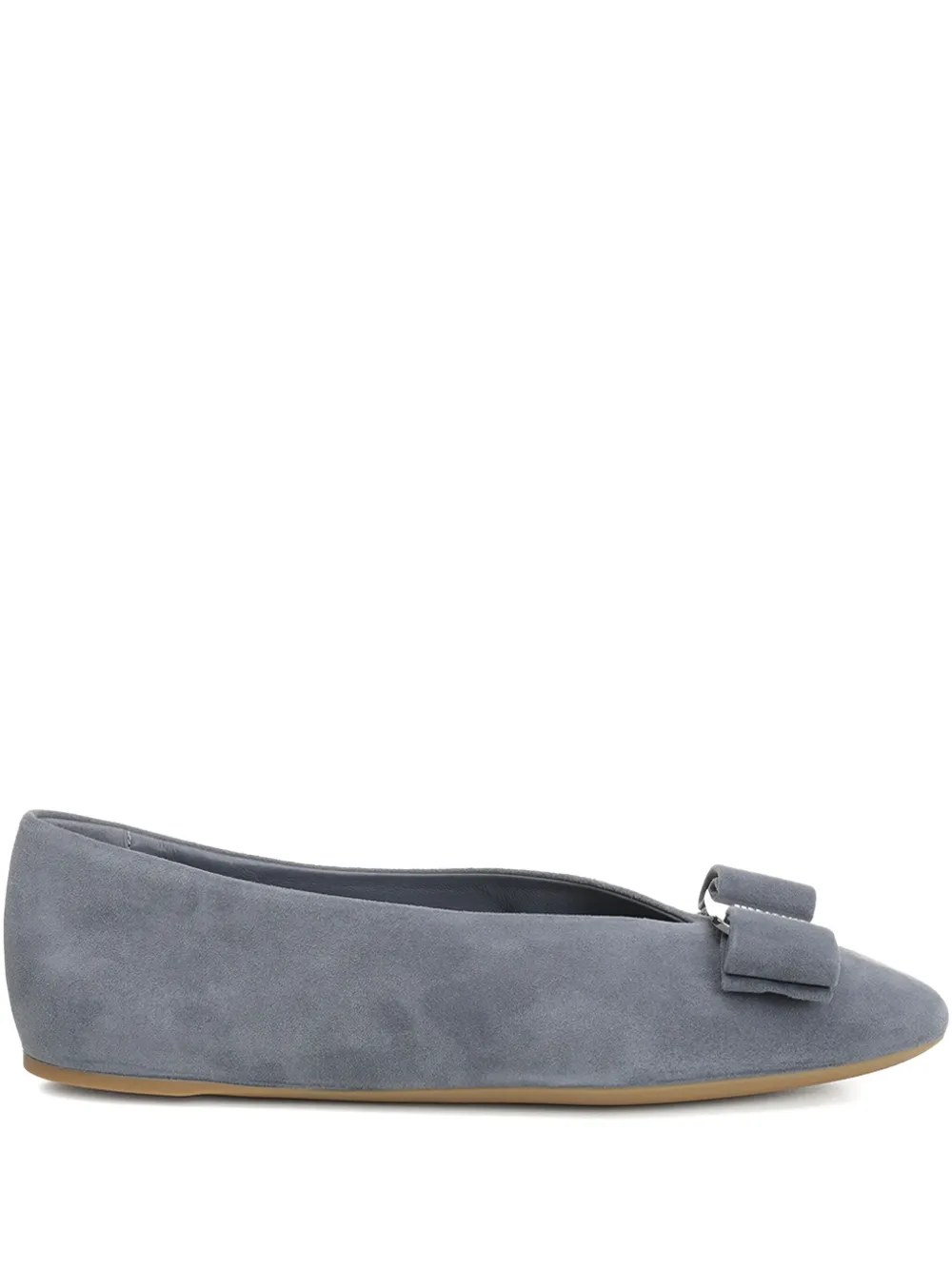 Ferragamo bow-embellished suede ballet flats Blue