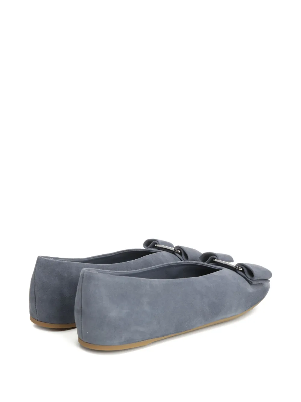 Ferragamo bow-embellished suede ballet flats Blue