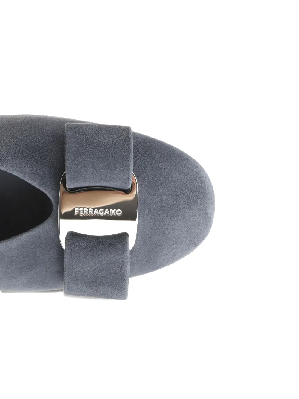 Ferragamo bow-embellished suede ballet flats Blue