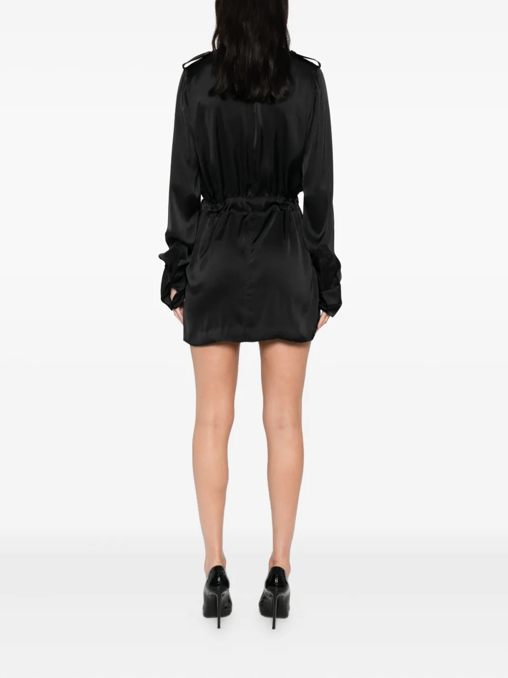 Saint Laurent belted flap-pocket shirt dress Zwart