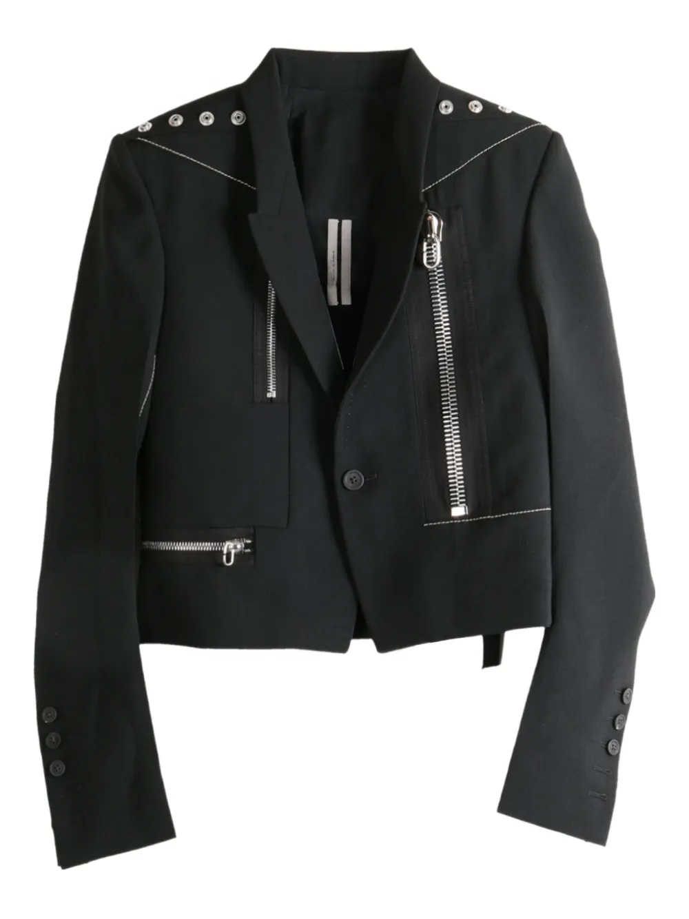 Rick Owens zip-detail studded jacket - ブラック Rick Owens zip-detail studded jacket - ブラック