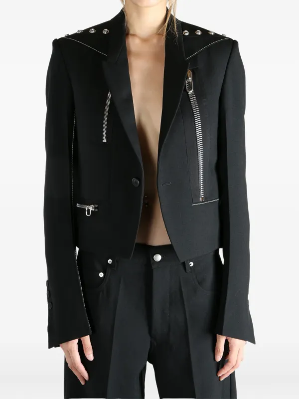 Rick Owens zip-detail Studded Jacket | ブラック | FARFETCH JP