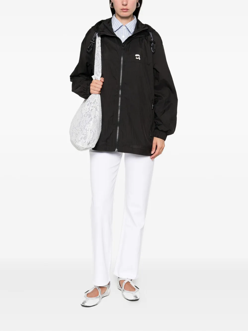 Karl Lagerfeld Karl-motif Hooded Jacket In Black