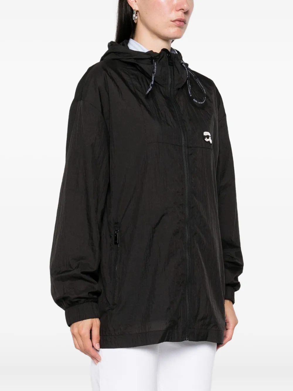 Karl Lagerfeld Karl-motif Hooded Jacket In Black