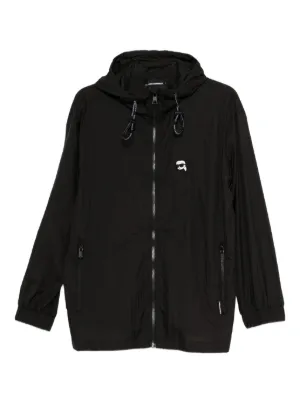 ジャケット KARL LAGERFELD Women Jackets 230W1402999 Black Logo Patch Hooded Bomber Jacket | Jackets & Blazers | Karl