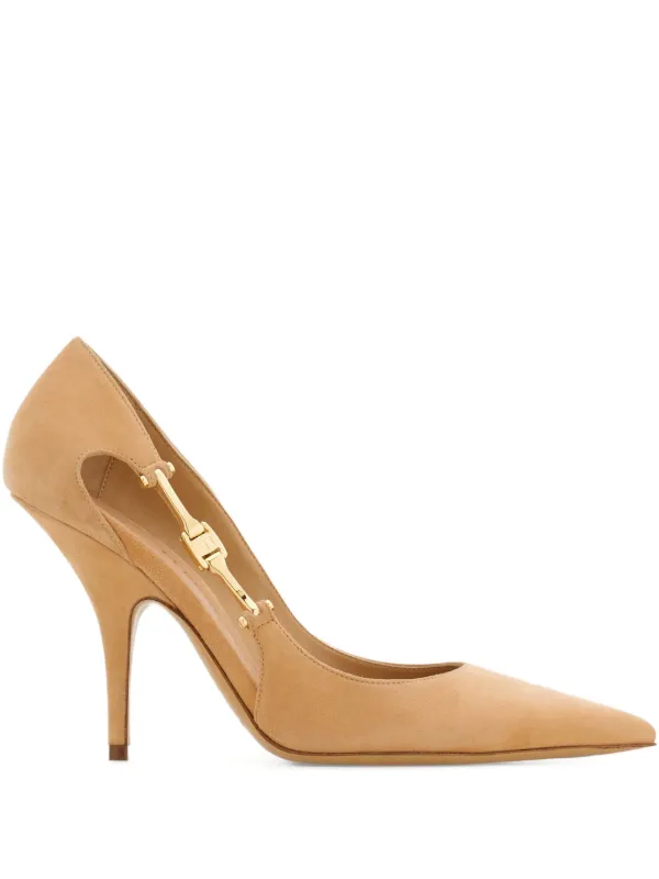 Ferragamo 95 Cut-out Buckle Pumps in Neutrals