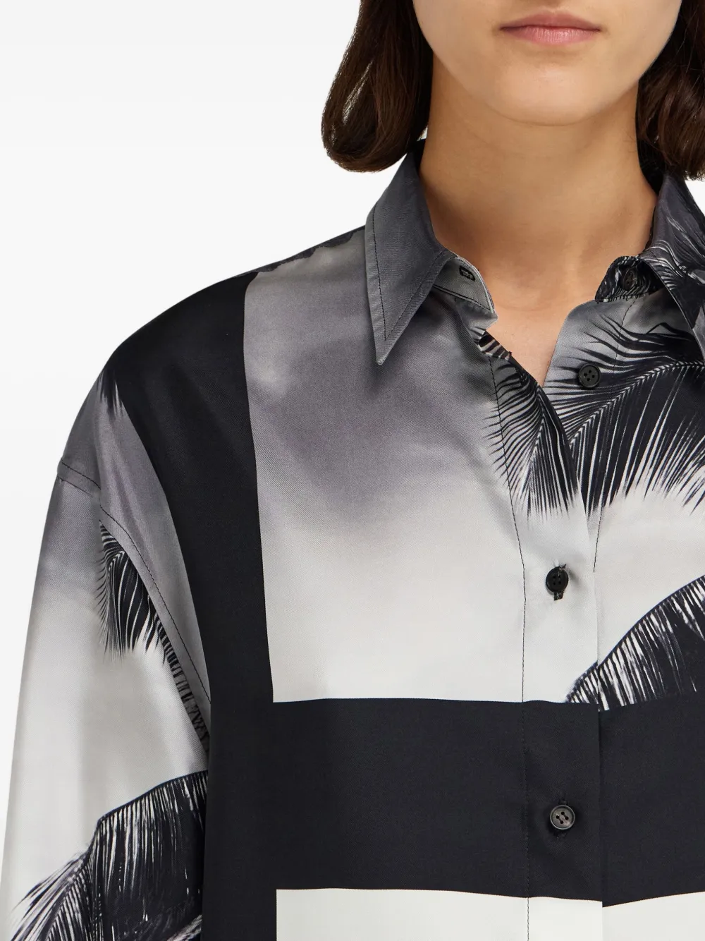 Ferragamo Oversize Shirt With Trinidad Print In Gray