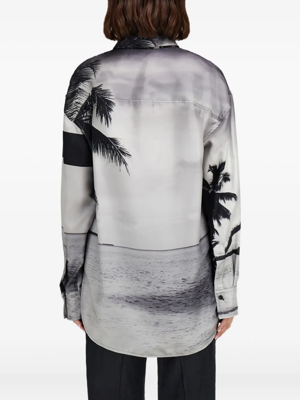 Ferragamo Oversize Shirt With Trinidad Print In Gray