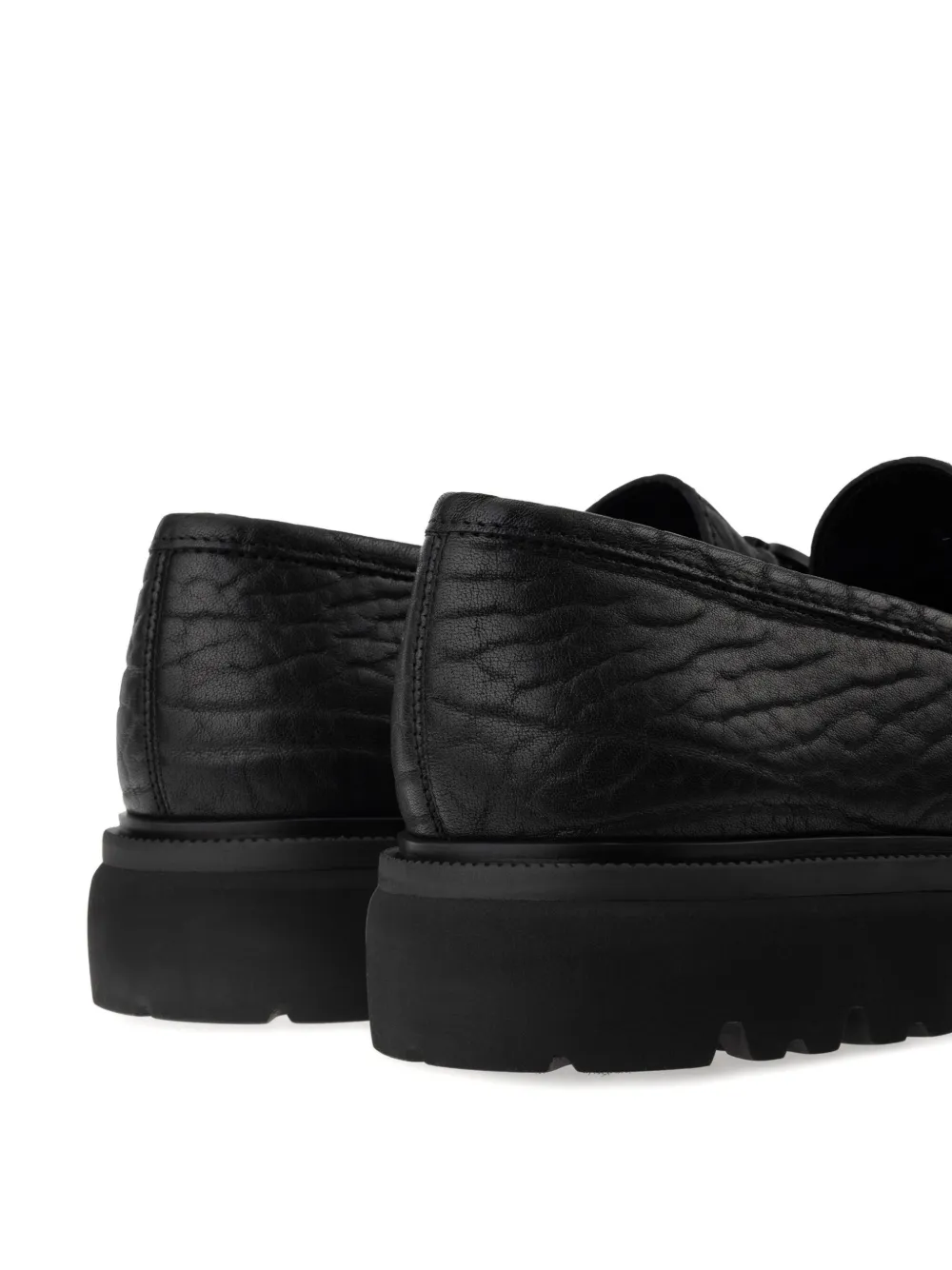 Ferragamo Buckle-detail Textured Loafers In Black