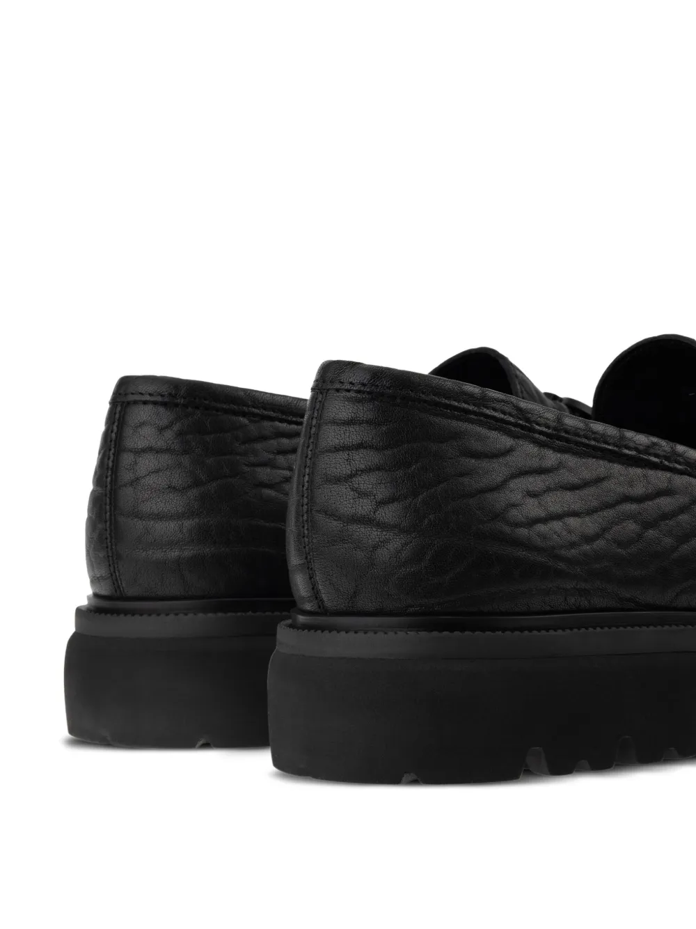 Ferragamo buckle-detail textured loafers Black