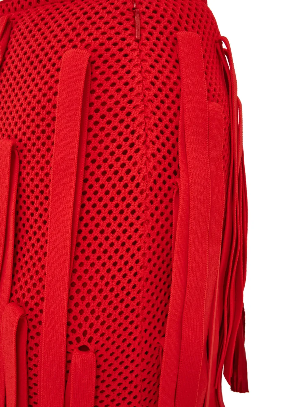 Ferragamo Mesh Skirt With Flower Detail In Red