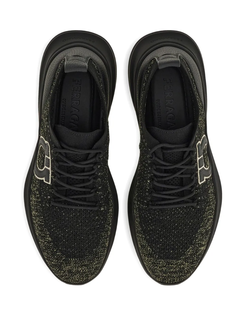 Ferragamo Gancini-detail knit sneakers Black